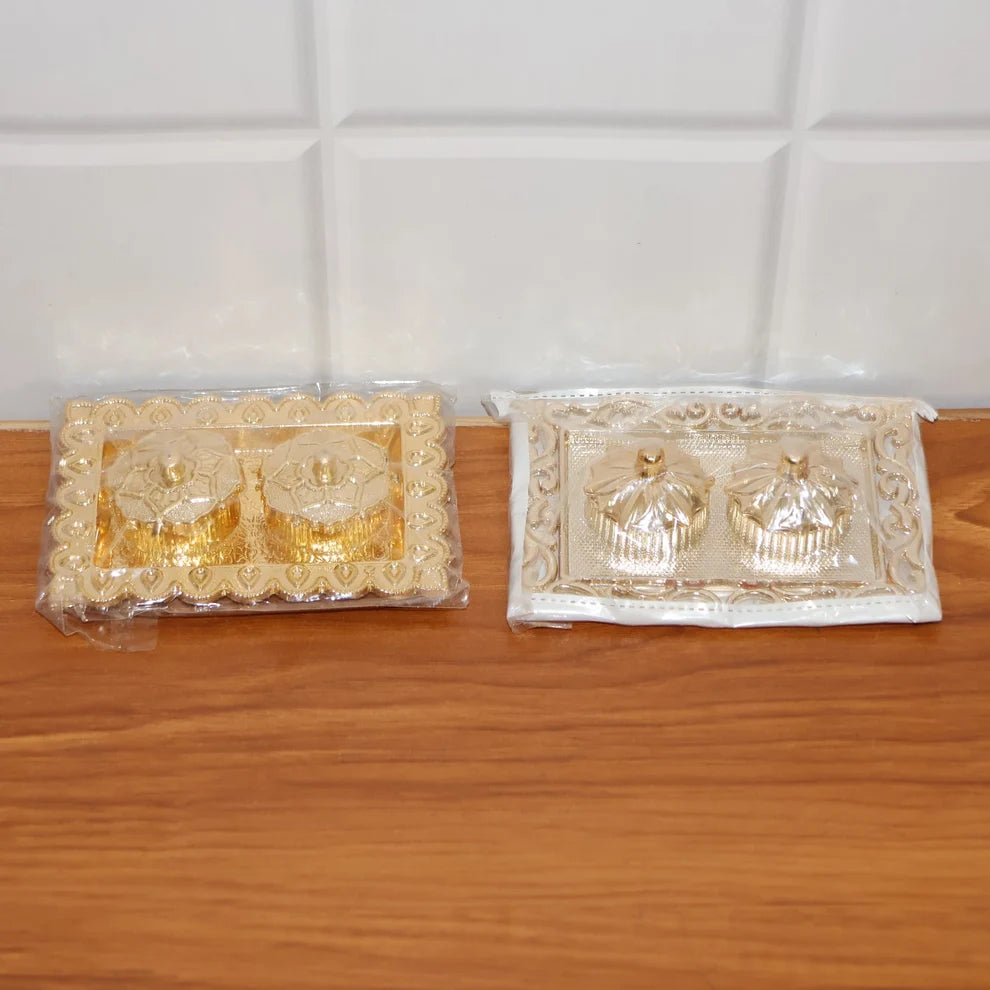 Ornate Rectangular Pooja Thali Tray - (1 Pc)