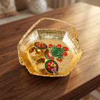 Kumkum Kankavati Basket With Handle Golden Haldi Roli Chawal Pooja Set (1 Pc)