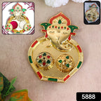 Ganesh Design Decorative Kumkum Box - (1 Pc)