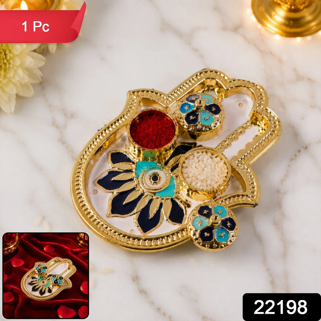 Hand Shaped Kankavati Kumkum Holder For Puja And Tilak Rituals (1 Pc) Component
