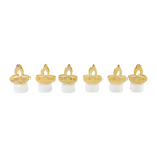 Golden Diya Shaped Led Tealight Candles (6 Pc) Detail - Shubh Deep Jyoti & Aarti Set