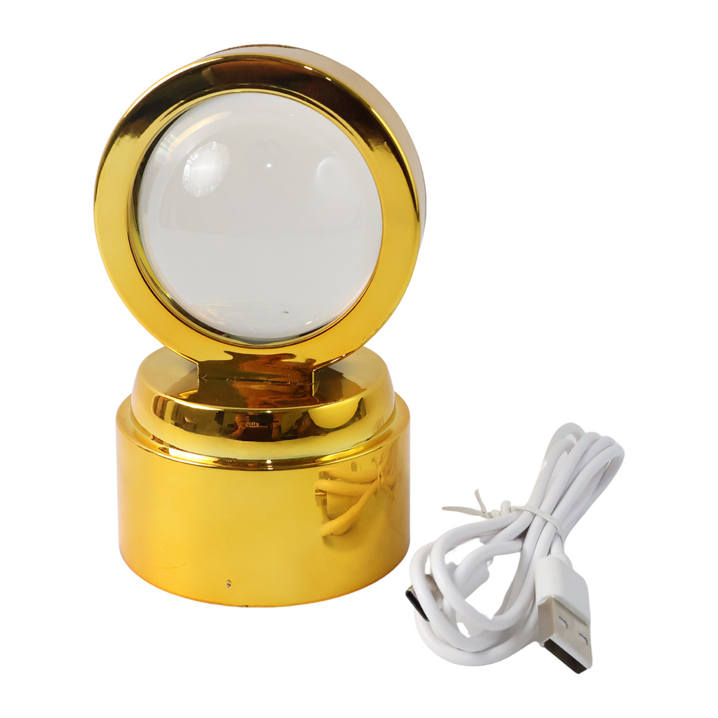 Ganpati Bapa 3d Crystal Ball Night Light With Led Illumination (1 Pc) Detail - Ganesha Auspicious Glow Set