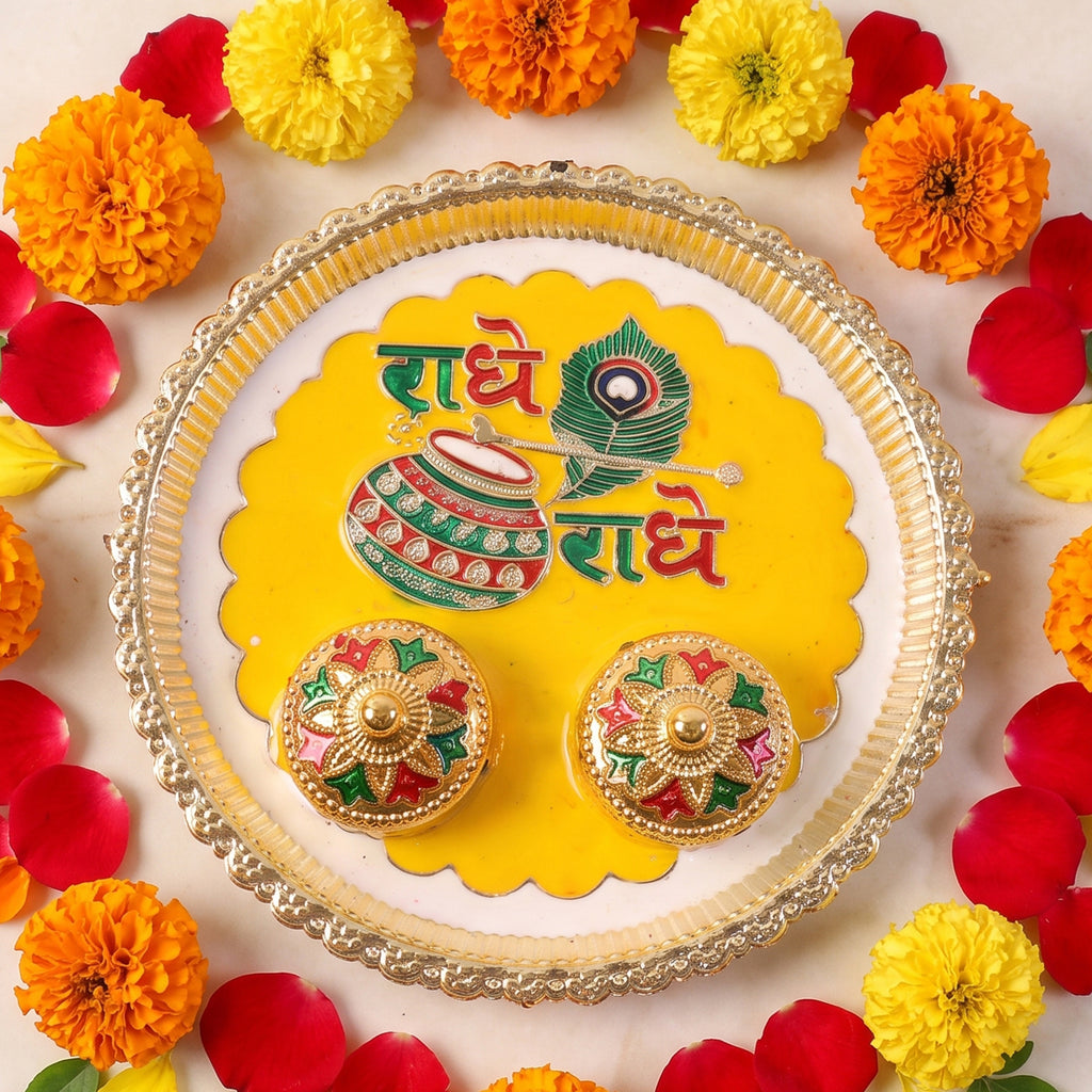Traditional Kumkum Pooja Thali Set For Puja Rituals And Festivals (1 Pc)