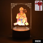 Beautiful 3d Lord Hanuman Frame With Soft White Light (1 Pc)