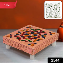 Handicraft Meenakari Wooden Chowki - View 1