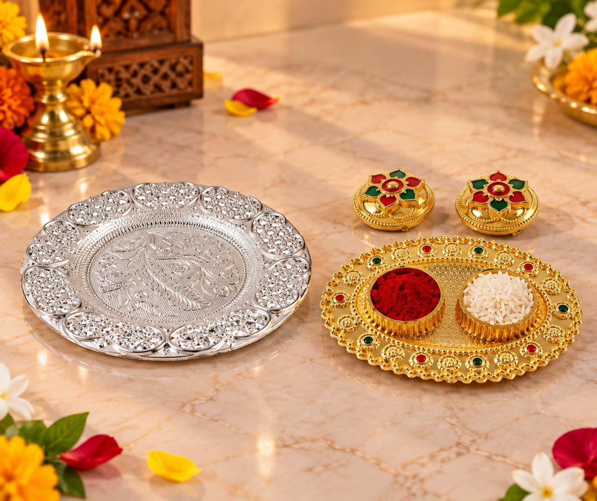 Swastik Puja Thali & Kankavati Trio