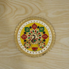 Big Decorative Pooja Thali Golden Meenakari Puja Plate With Kumkum Bowls (1 Pc)