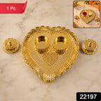 Heart Shaped Kankavati Kumkum Holder For Puja And Tilak Rituals (1 Pc) Component - Silver Grace Puja Tray & Kumkum Duo