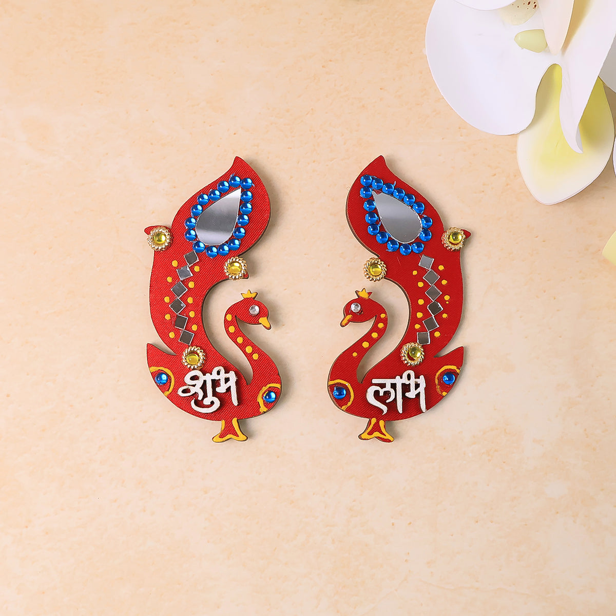 Decorative Wooden Shubh Labh Wall Hanging (2 Pc)