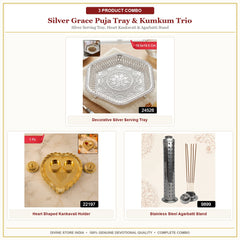 Silver Grace Puja Tray & Kumkum Trio Hero Collage