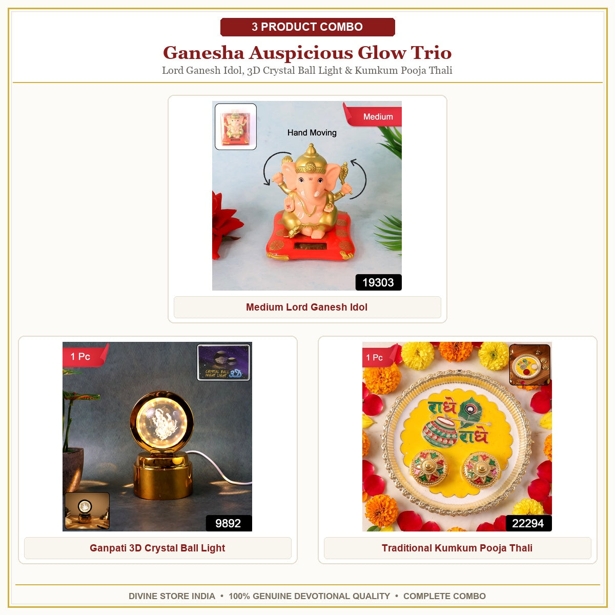 Ganesha Auspicious Glow Trio Hero Collage