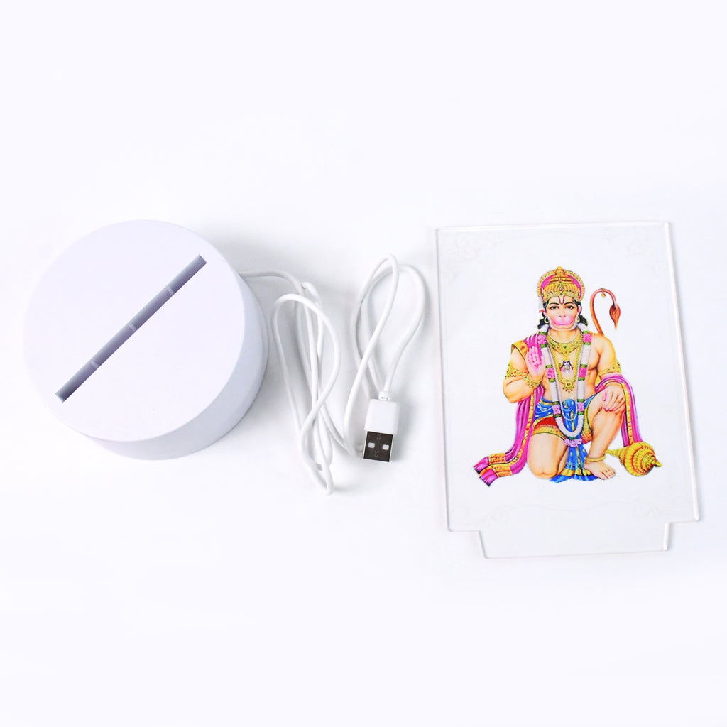 Beautiful 3d Lord Hanuman Frame With Soft White Light (1 Pc)