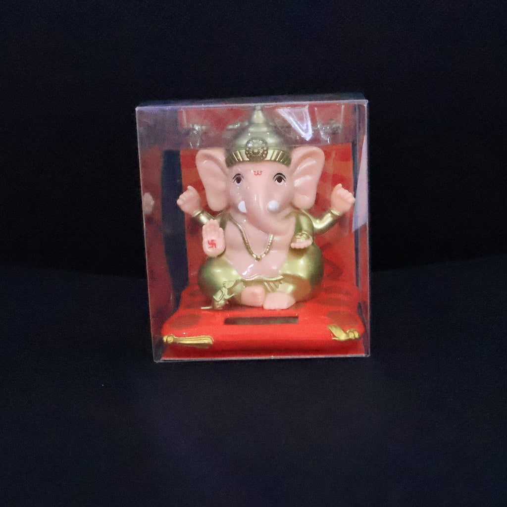 Decorative Medium Lord Ganesh Idol Decorative Statue With Solar-powered Base (1 Pc)