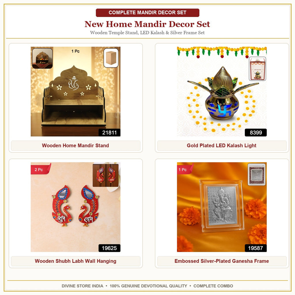New Home Mandir Decor Set – 4 Piece Hero Collage