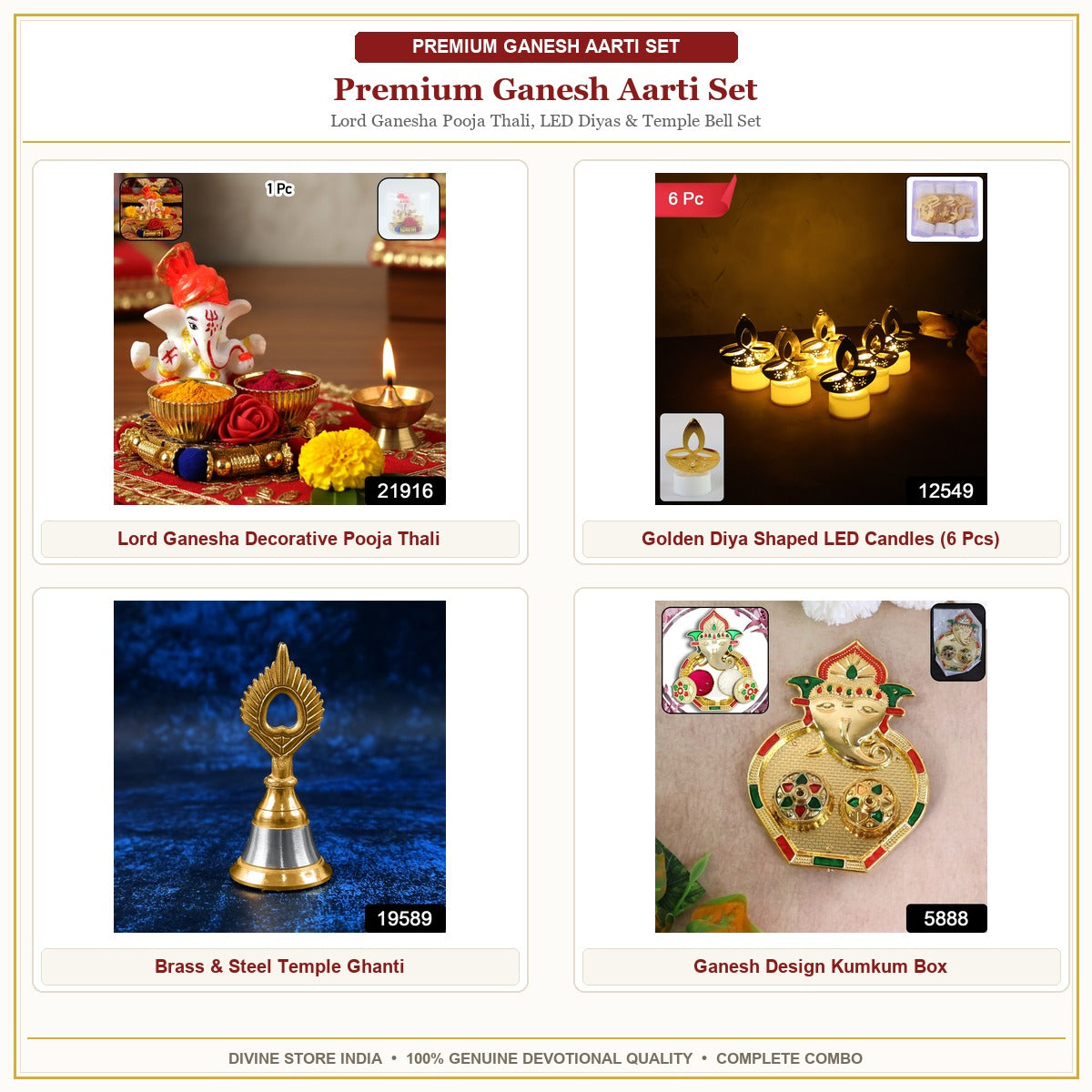 Premium Ganesh Aarti Set – 4 Piece Hero Collage