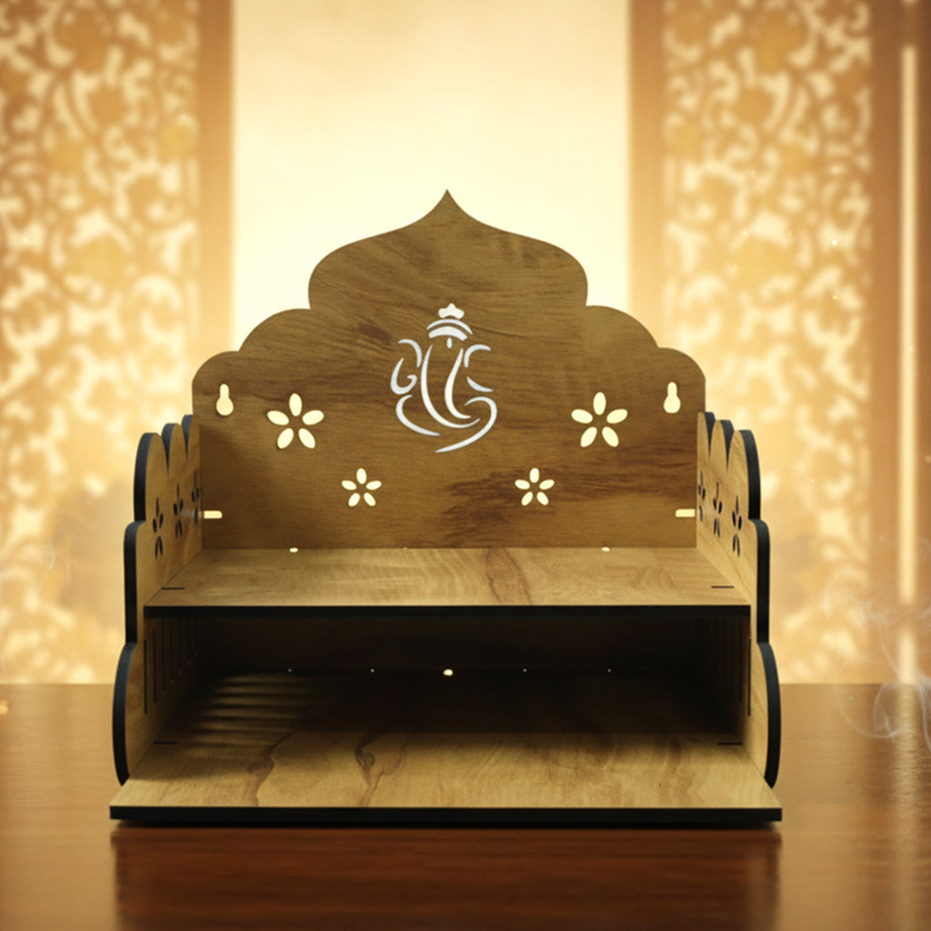 Wooden Temple Style Home Mandir Stand For Pooja