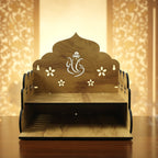 Wooden Temple Style Home Mandir Stand For Pooja Detail - Festive Mandir Welcome Duo