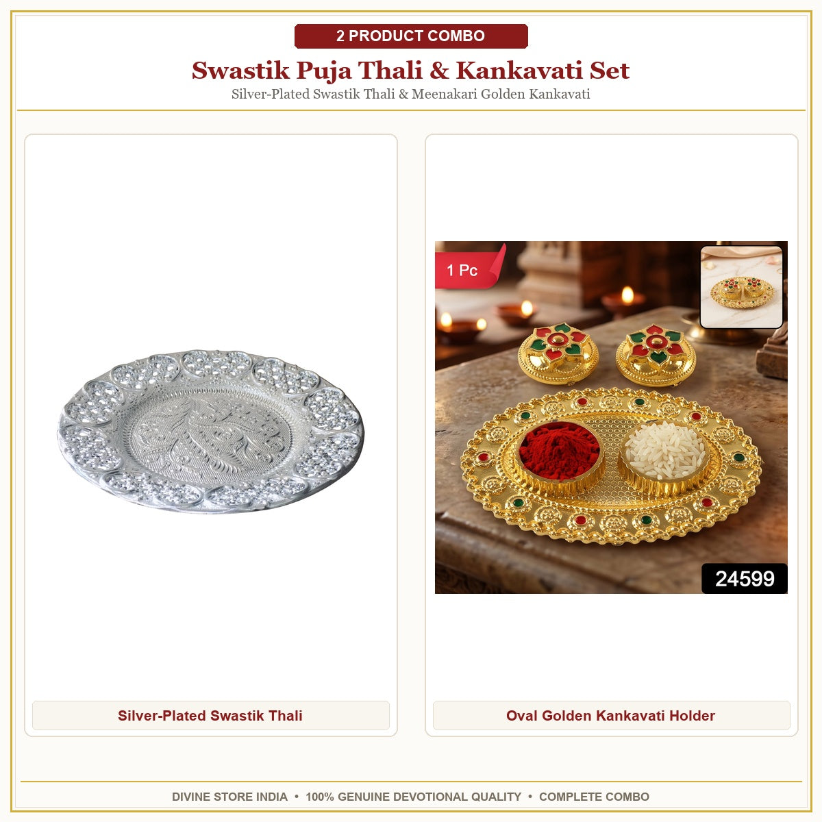 Swastik Puja Thali & Kankavati Set Hero Collage