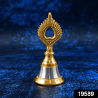 Brass And Steel Temple Ghanti (Pooja Bell) – Decorative Spiritual Accessory Component - Shubh Deep Jyoti & Aarti Set