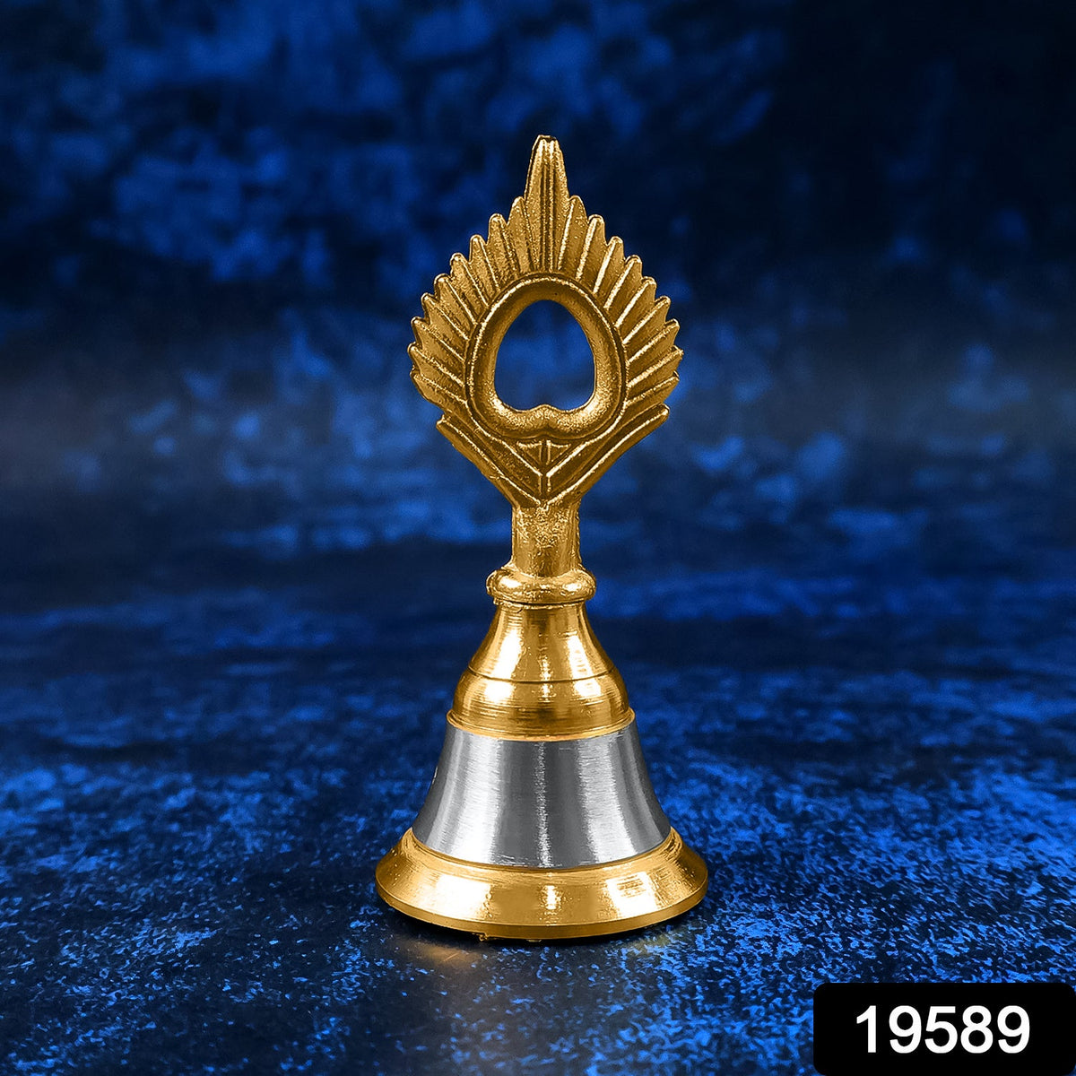 Brass And Steel Temple Ghanti (Pooja Bell) – Decorative Spiritual Accessory Component - Vedic Aarti Grand Trio