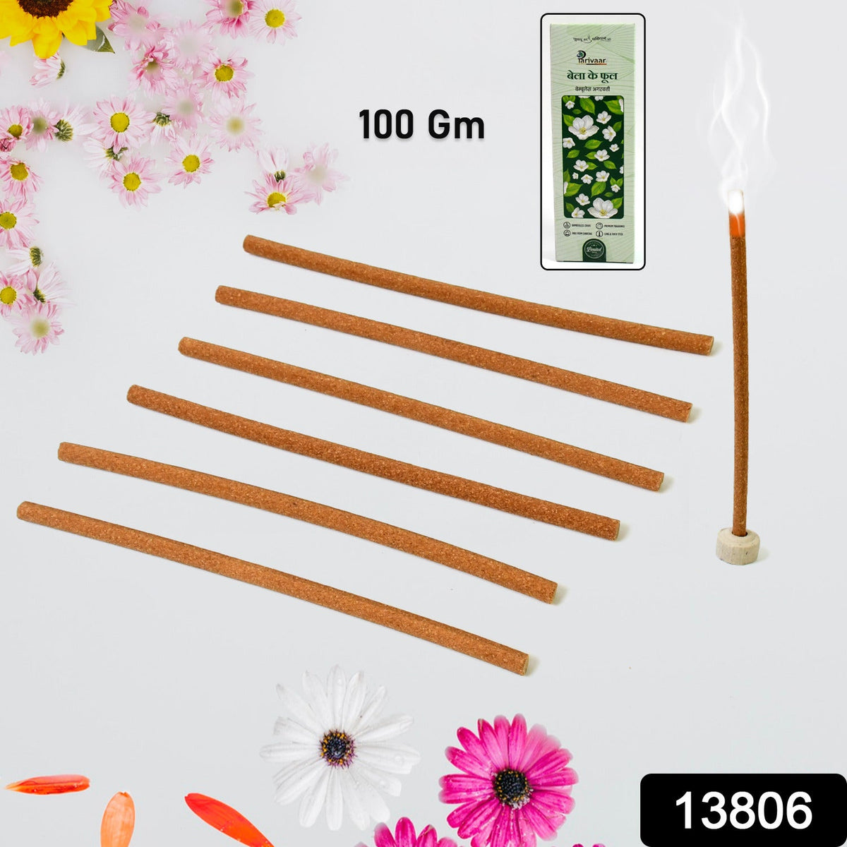 Bela Ke Phool Premium Incense Sticks Agarbatti (100 Gm, With Stand) Component - Pure Incense Devotion Duo