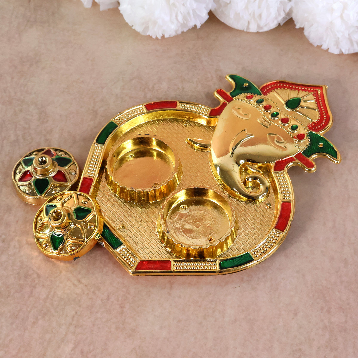 Ganesh Design Decorative Kumkum Box - (1 Pc)